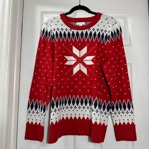 Charter Club Red and White Snowflake Sweater